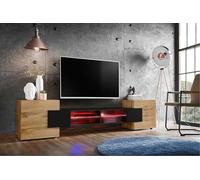 Komodee Mueble TV Merano A2, Wotan Negro Wotan, 230x35x52,5 cm