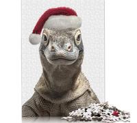 Komodo Dragon Christmas Portrait Rompecabezas Imposible,desafío for Adults Juego Educativo 1000 Piezas Obra De Arte De Juego De para Adultos Y Niños A Partir De 12 Años 500pcs (52x38cm)