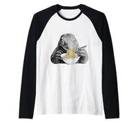 Komodo Dragon Comiendo Fideos Ramen Divertido Amante de Reptiles Camiseta Manga Raglan