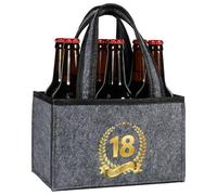 Komoke Bolso de mano de cerveza para hombre, práctico bolsillo para 6 botellas, bolso reutilizable para hombre con divisores y asa, regalo perfecto para el 18 cumpleaños para hombres, gris
