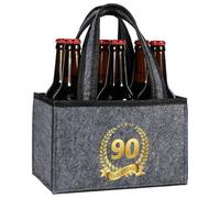 Komoke Bolso de mano de cerveza para hombre, práctico bolsillo para 6 botellas, bolso reutilizable para hombre con divisores y asa, regalo perfecto para 90 cumpleaños para hombres, gris, Portabotellas