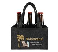 Komoke Juego de regalo de jubilación premium: 6 bolsas de cerveza de fieltro con diseño de pensiones para hombres y mujeres (regalo de jubilación, regalo de cerveza, bolsa para botellas de 6 botellas)