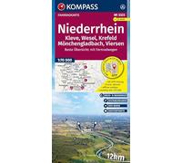 KOMPASS Fahrradkarte 3323 Niederrhein, Kleve, Wesel, Krefeld, Mönchengladbach, Viersen mit Knotenpunkten 1:70.000: reiß- und wetterfest