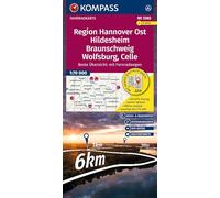 KOMPASS Fahrradkarte 3365 Region Hannover Ost, Hildesheim, Braunschweig, Wolfsburg, Celle, mit Knotenpunkten 1:70.000: reiß- und wetterfest
