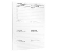KOMPASS® Plantillas de diario | 30 hojas de recambio DIN A5 para planificador de anillas | Más atención, gratitud y enfoque | Diario de éxitos | Planificador diario | Bullet Journal | Cuaderno y