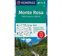 KOMPASS Wanderkarte 88 Monte Rosa, Valle Anzasca, Valsesia 1:50.000: 4in1 Wanderkarte mit Aktiv Guide und Detailkarten inklusive Karte zur offline ... ... in der KOMPASS-App. Fahrradfahren. Skitouren.