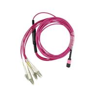 Kompatibles Alcatel-Nokia 3HE13896AA-5 BlueOptics LWL Breakout Patchkabel, MPO/UPC, 4xDuplex LC/UPC, 5 Meter, Multimode G50/125µm, OM4, Markenfaser, 3,0mm LSZH magenta, 8 Kerne und MPO Stecker ohne Pi