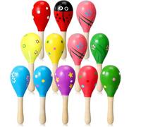 KOMUNJ 12 piezas Maracas instrumento musical, juguetes para niños sonajero de madera, adecuado para la educación de la primera infancia, fiestas para niños, diversión musical, color aleatorio