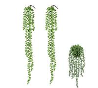 KOMUNJ 2 plantas artificiales colgantes suculentas, plantas artificiales colgantes, plantas artificiales de plástico, plantas artificiales para interiores y exteriores