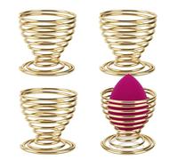 KOMUNJ 4 hueveras de acero inoxidable mini de alambre de plumas para huevos, tendedero para la colada en polvo, estante de almacenamiento para cocina (dorado)