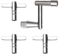KOMUNJ 4 llaves de percusión, llave de afinación para bateristas, tambor, instrumentos de percusión, instrumentos de percusión, 1 Z y 3 llaves en T, plata