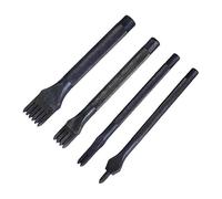KOMUNJ 4 piezas de cincel de cuero 1/2/4/6 dientes punzón de cuero herramienta de costura negro galvanoplastia cuero artesanía cincel (4 mm)