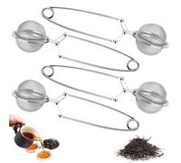 KOMUNJ 4 pinzas de té para té suelto, agujeros de filtro finos, fácil filtrado, el huevo de té se puede utilizar para filtrar hojas de té y espolvorear especias