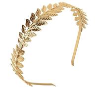 KOMUNJ Diadema de diosa para mujer, diadema dorada, tocado para novia, niña, corona de laurel, accesorio para el pelo, boda, boho, hoja, accesorios para el pelo, talla única, Aleación, Ágata