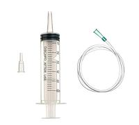 KOMUNJ Jeringa de plástico grande con 1 manguera para aceite de motor líquido de alimentación de animales Experimentos Uso industrial (60 ml)