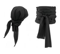 KOMUNJ Juego de accesorios piratas, diadema pirata, cinturón de cintura con parche en el ojo, collar, capitán pirata, banda medieval grande para carnaval, Halloween, niños, mujeres, hombres (negro)