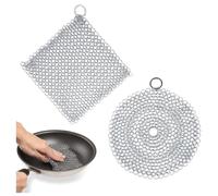 KOMUNJ Limpiador de anillos de hierro fundido, limpiador de anillos de hierro fundido, con anillo para colgar para sartenes, sartenes o woks y más