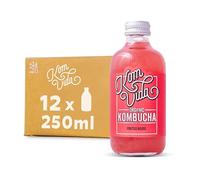 Komvida Kombucha Pack 12x250ml - Bebida Ecológica de Té fermentado, Probióticos Naturales, Sin Azúcares Añadidos - Sabor Frutos Rojos