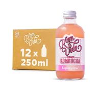 Komvida Kombucha Pack 12x250ml - Bebida Ecológica de Té fermentado, Probióticos Naturales, Sin Azúcares Añadidos - Sabor Superglow