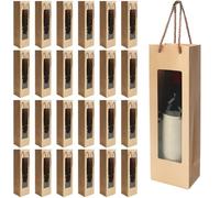 KoMvzyl 24 bolsas de regalo de vino con ventana transparente para regalos de boda, botellas de vino con asas, reutilizables, bolsas de vino de flores a granel para mamá, Año Nuevo, vacaciones,