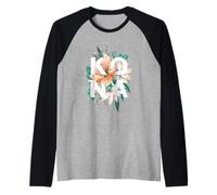 Kona Diseño Floral Kona Big Island Hawaii Estados Unidos Camiseta Manga Raglan