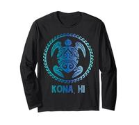 Kona HI Hawaii Camiseta de Tortuga Tribal Aloha State Tropic Islands Manga Larga