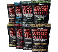 Kona Paquete variado de pellets de madera, diseñado para parrilla Ninja Woodfire al aire libre, horno de leña y ahumador, 8, bolsas resellables de 1 libra