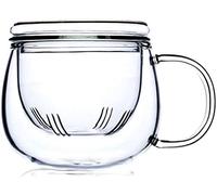 KONAMO Taza de té de vidrio con infusor de 12 onzas, taza de vidrio de borosilicato, duradera, resistente al calor, adecuada para té, bebidas, café helado