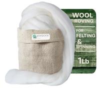 Kondoos Corriedale - Lana de lana a granel de 1 libra, la mejor lana para hilar, tejer brazos, fieltro, mantas de hilo grueso y tapiz. Núcleo suave sin teñir. Color crudo, 1 libra)