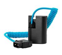 KONDOR BLUE Cable D-Tap compatible con batería ficticia Canon LPE6 NH | Cable en espiral de 16 a 36 pulgadas con conector D-Tap inteligente, protección de polaridad inversa | Azul