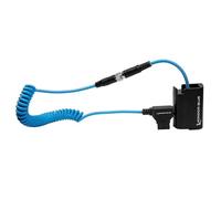 KONDOR BLUE D-Tap a DMW-BLK22 - Cable de batería simulado en espiral para Lumix S1RII/GH7/S5IIX/GH5/GH6 | 20-36 pulgadas, ultraduradero y nailon trenzado con conectores reforzados, color azul