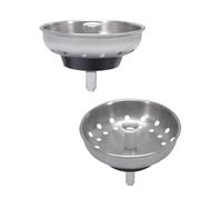 KONE 2 coladores de Fregadero de Cocina de Repuesto para desagües estándar de 3-1/2 Pulgadas, Cesta de Acero Inoxidable Cepillado, Perilla Central de Metal con tapón de Goma