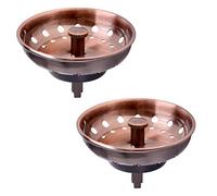 KONE Cesta coladora de Cobre para Fregadero de Cocina, 2 Piezas de Acero Inoxidable Antiguo de Cobre Antiguo y tapón de Fregadero para Drenaje estándar de Fregadero de 3-1/2 Pulgadas, con Perilla