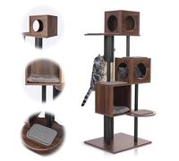 KONELCARE Árbol moderno para gatos, hermoso mueble para gatos de grano de madera (151.4 cm) con 3 agujeros ocultos, poste rascador más alto (48 pulgadas), espacioso para que los gatos trepen y salten