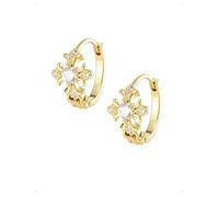 KONFEN 1 Par Pendientes De Aro Mujer, Pendientes Pequeño Aro Forma Cruz Con Circonita Brillante, Minimalistas Pendiente Piercing Helix Cartílago, Hipoalergénico Pendiente Mujer Joyería Regalo, Oro