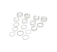 KONFEN 16 piezas de anillos apilables para mujer, conjunto de anillos articulados ajustables en aleación retro ajustables, bisutería minimalista para combinar libremente, regalo joyería, plateado