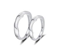 KONFEN 1Par Cubic Zirconia Anillos de Pareja, Ajustable Pareja Abierto Banda Promesa Anillos para Hombres y Mujeres, Hipoalergénico Forever Love Declaración Anillo Joyería Nupcial para Aniversario