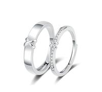 KONFEN 1Par Cubic Zirconia Anillos de Pareja, Ajustable Pareja Abierto Banda Promesa Anillos para Hombres y Mujeres, Joyería Nupcial Hipoalergénica Regalos de Anillos de Destino