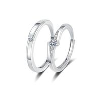 KONFEN 1Par Cubic Zirconia Anillos de Pareja, Ajustable Pareja Abierto Banda Promesa Anillos para Hombres y Mujeres, Joyería de Pareja de Aleación Brillantes Hipoalergénica con Clásico Anillo
