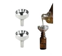 KONFEN 2 Piezas Mini Embudo de Aluminio, Pequeños Embudos para Rellenar Botellas de Perfume y Aceites Esenciales, Embudo Metálico para Transferir Líquidos Cosméticos Polvos Manualidades Arena, Plata