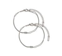 KONFEN 2 Piezas Pulsera Mujer Nudo de Amor Cadena de Serpiente Set, Titanio Chapado en Oro 18K, Pulseras Ajustable Doble Capa Apilables Elegante Bracelet Joyería Joyas Parejas Amor Amistad, Plata