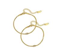 KONFEN 2 Piezas Pulsera Mujer Nudo de Amor Cadena de Serpiente Set, Titanio Chapado en Oro 18K, Pulseras Ajustable Doble Capa Apilables Elegante Bracelet Joyería Joyas Parejas Amor Amistad, Dorado