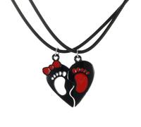 KONFEN 2PCS Pareja Collares a juego, Acero Inoxidable Magnético Huella Colgante Conjunto para Novia, Novio, Collar de Corazón con Cadena de Aleación Ajustable para San Valentín Aniversario