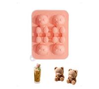 KONFEN 3D Oso Cubitera para Hielo de Silicona con Tapa, 4 Cavidades Animales Bear Cubiteras Molde Reutilizables DIY para Chisky, Cócteles, Café Helado y Chocolate, sin BPA