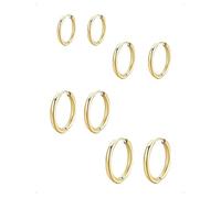 KONFEN 4 Pares Pendientes Aro Mujer, Pequeños Pulidos Anillos Piercing Aro Pendientes Multi-Tamaños Oreja Cartílago Hipoalergénicos Moda Fantasía Pendiente Joyería Múltiples Piercings, Oro