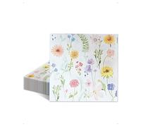 KONFEN 40 Piezas Servilletas con Motivo de Flores Silvestres, 33x33 cm Servilletas de Papel Primavera Prado Floral, Decoración de Mesa Servilletas Primavera para Boda Cumpleaños Pascua Fiesta Estilo I