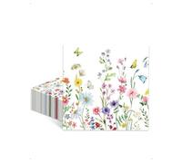 KONFEN 40 Piezas Servilletas con Motivo de Flores Silvestres, 33x33 cm Servilletas de Papel Primavera Prado Floral, Decoración de Mesa Servilletas Primavera para Boda Cumpleaños Pascua Fiesta Estilo A
