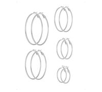 KONFEN 5 Pares 30/40/50/60/70 MM Pendientes Aro Grandes Mujer Acero Inoxidable, Anillos Redondos Piercing Aro Pendientes Oreja Colgantes Cartílago Hipoalergénicos Joyería Fantasía Pendiente, Plata