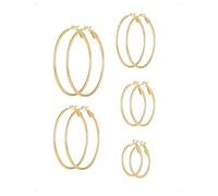 KONFEN 5 Pares 30/40/50/60/70 MM Pendientes Aro Grandes Mujer Acero Inoxidable, Anillos Redondos Piercing Aro Pendientes Oreja Colgantes Cartílago Hipoalergénicos Joyería Fantasía Pendiente, Oro