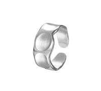 KONFEN Anillo ajustable abierto para mujer, anillo ancho, diseño en acero inoxidable abierto, ajustable, retro, fantasía, minimalista, regalo, joyería, plateado